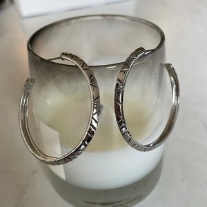 Silver hoops with black line detailing